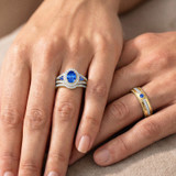 Photo of Kantuta 1 1/2 CT. T.W. Sapphire and Diamond Matching Wedding Trio Set 14K Yellow Gold Vermeil [BT2728Y-C000]
