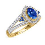 Photo of Kantuta 1 1/7 CT. T.W. Sapphire and diamond Engagement Ring 14K Yellow Gold Vermeil [BT2728YE-C000]