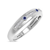 Photo of Ixora 1 3/8 CT. T.W. Sapphire and Diamond Matching Wedding Trio Set 14K White Gold Vermeil [BT2725WM]
