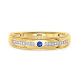 Photo of Kantuta 1/7 CT. T.W. Sapphire and Diamond Mens Wedding Band 14K Yellow Gold Vermeil [BT2728YM]