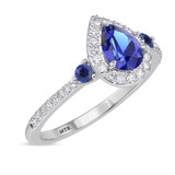Photo of Ixora 1 1/10 Carat T.W. Sapphire and diamond Engagement Ring 14K White Gold Vermeil [BT2725WE-C000]