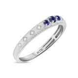Photo of Azaleia 1/10 CT. T.W. Sapphire and Diamond Ladies Wedding Band 14K White Gold Vermeil [BT2712WL]
