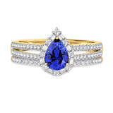 Photo of Lita 1 1/4 CT. T.W. Sapphire and Diamond Matching Bridal Set 14K Yellow Gold Vermeil [BR2730Y-C000]