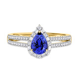 Photo of Lita 1 1/4 CT. T.W. Sapphire and Diamond Matching Bridal Set 14K Yellow Gold Vermeil [BT2730YE-C000]