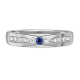 Photo of Hana 1/7 Carat T.W. Sapphire and Diamond Mens Wedding Band 14K White Gold Vermeil [BT2722WM]