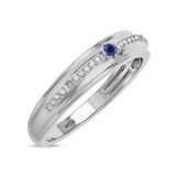 Photo of Liana 1/7 Carat T.W. Sapphire and Diamond Mens Wedding Band 14K White Gold Vermeil [BT2729WM]
