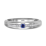 Photo of Erica 1/7 Carat T.W. Sapphire and Diamond Mens Wedding Band 14K White Gold Vermeil [BT2719WM]