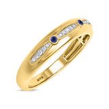 Photo of Ixora 1/7 CT. T.W. Sapphire and Diamond Mens Wedding Band 14K Yellow Gold Vermeil [BT2725YM]