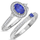 Photo of Magnol 1 CT. T.W. Sapphire and Diamond Matching Bridal Set 14K White Gold Vermeil [BR2732W-C000]