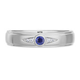 Photo of Clema 1/8 CT. T.W. Sapphire and Diamond Mens Wedding Band 14K White Gold Vermeil [BT2716WM]