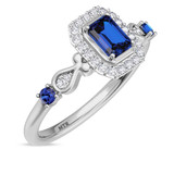 Photo of Garland 1 Carat T.W. Sapphire and Diamond Matching Bridal Set 14K White Gold Vermeil [BT2721WE-C000]