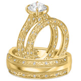 Photo of Zarina 2 3/8 ct tw. Lab Grown Diamond Cushion Solitaire Trio Set 10K Yellow Solid Gold [BT2743Y-Q195]