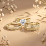 Photo of Zarina 2 3/8 ct tw. Lab Grown Diamond Cushion Solitaire Trio Set 10K Yellow Solid Gold [BT2743Y-Q195]