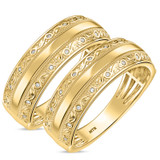 Photo of Zarina 1/5 ct tw. Lab Grown Diamond Same Sex Mens Band Set 10K Yellow Solid Gold [WM2743Y]