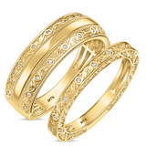 Photo of Zarina 1/4 ct tw. Lab Grown Diamond Wedding Band Set 10K Yellow Solid Gold [WB2743Y]