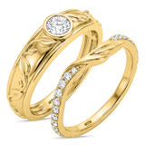 Photo of Ivana 1/2 ct tw. Lab Grown Diamond Wedding Band Set 10K Yellow Solid Gold [WB2738Y]