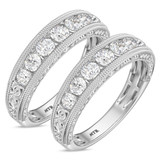 Photo of Bruma 2 3/8 ct tw. Lab Grown Diamond Same Sex Mens Band Set 10K White Solid Gold [WM2745W]