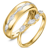 Photo of Vitella 7/8 ct tw. Lab Grown Diamond Wedding Band Set 14K Yellow Solid Gold [WB2747Y]