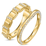Photo of Avelina 1/2 ct tw. Lab Grown Diamond Wedding Band Set 10K Yellow Solid Gold [WB2748Y]