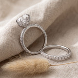 Photo of Trenza 3 ct tw. Lab Grown Diamond Round Solitaire Bridal Set 14K White Solid Gold [BR2750W-L195]