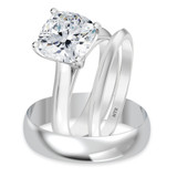 Photo of Jena 3 ct tw. Lab Grown Diamond Cushion Solitaire Trio Set 14K White Gold Vermeil [BT2792W-Q295]