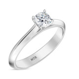 Photo of Jena 1/2 ct tw. Lab Grown Diamond Cushion Solitaire Bridal Set 14K White Gold Vermeil [BT2795WE-C000]
