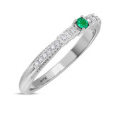 Photo of Magnol 1/6 Carat T.W. Emerald and Diamond Ladies Wedding Band 14K White Gold Vermeil [BT2682WL]