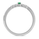 Photo of Magnol 1/6 Carat T.W. Emerald and Diamond Ladies Wedding Band 14K White Gold Vermeil [BT2682WL]