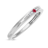 Photo of Irit 1/20 CT. T.W. Ruby and Diamond Ladies Wedding Band 14K White Gold Vermeil [BT2699WL]