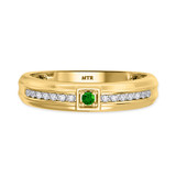 Photo of Holly 1/5 Carat T.W. Emerald and Diamond Mens Wedding Band 14K Yellow Gold Vermeil [BT2673YM]