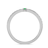 Photo of Manuka 1/7 Carat T.W. Emerald and Diamond Mens Wedding Band 14K White Gold Vermeil [BT2683WM]