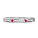 Photo of Mawar 1/10 CT. T.W. Ruby and Diamond Ladies Wedding Band 14K White Gold Vermeil [BT2709WL]