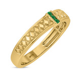 Photo of Manuka 1/7 Carat T.W. Emerald and Diamond Mens Wedding Band 14K Yellow Gold Vermeil [BT2683YM]