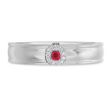 Photo of Delphine 1/5 Carat T.W. Ruby and Diamond Mens Wedding Band 14K White Gold Vermeil [BT2692WM]