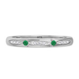 Photo of Mawar 1/10 Carat T.W. Emerald and Diamond Ladies Wedding Band 14K White Gold Vermeil [BT2684WL]