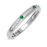 Photo of Mawar 1/10 Carat T.W. Emerald and Diamond Ladies Wedding Band 14K White Gold Vermeil [BT2684WL]