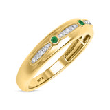 Photo of Ixora 1/7 CT. T.W. Emerald and Diamond Mens Wedding Band 14K Yellow Gold Vermeil [BT2675YM]