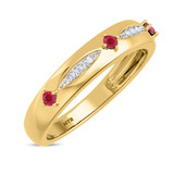 Photo of Mawar 1/5 Carat T.W. Ruby and Diamond Mens Wedding Band 14K Yellow Gold Vermeil [BT2709YM]