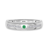 Photo of Kalina 1/7 CT. T.W. Emerald and Diamond Mens Wedding Band 14K White Gold Vermeil [BT2676WM]