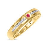 Photo of Kalina 1/7 Carat T.W. Ruby and Diamond Mens Wedding Band 14K Yellow Gold Vermeil [BT2701YM]