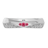 Photo of Neeja 1/8 CT. T.W. Ruby and Diamond Mens Wedding Band 14K White Gold Vermeil [BT2710WM]