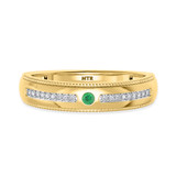 Photo of Kalina 1/7 CT. T.W. Emerald and Diamond Mens Wedding Band 14K Yellow Gold Vermeil [BT2676YM]