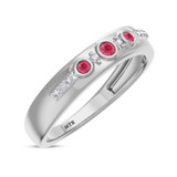 Photo of Kana 1/5 CT. T.W. Ruby and Diamond Mens Wedding Band 14K White Gold Vermeil [BT2702WM]