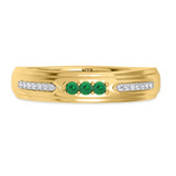 Photo of Diantha 1/5 CT. T.W. Emerald and Diamond Mens Wedding Band 14K Yellow Gold Vermeil [BT2668YM]