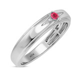 Photo of Abilia 1/10 Carat T.W. Ruby and Diamond Mens Wedding Band 14K White Gold Vermeil [BT2686WM]