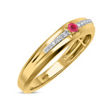 Photo of Erica 1/7 CT. T.W. Ruby and Diamond Mens Wedding Band 14K Yellow Gold Vermeil [BT2694YM]