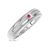 Photo of Kantuta 1/7 CT. T.W. Ruby and Diamond Mens Wedding Band 14K White Gold Vermeil [BT2703WM]