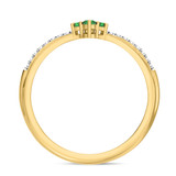 Photo of Abilia 1/5 CT. T.W. Emerald and Diamond Ladies Wedding Band 14K Yellow Gold Vermeil [BT2661YL]
