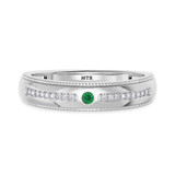 Photo of Kantuta 1/7 CT. T.W. Emerald and Diamond Mens Wedding Band 14K White Gold Vermeil [BT2678WM]