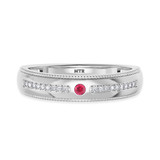 Photo of Evanthe 1/7 Carat T.W. Ruby and Diamond Mens Wedding Band 14K White Gold Vermeil [BT2695WM]